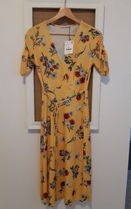 Zara Trafaluc Yellow Patterned Dress, Size S